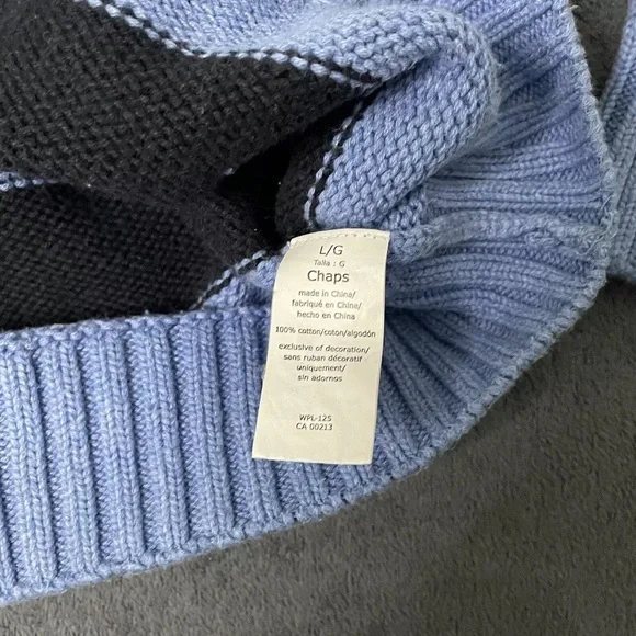 Chaps Ralph Lauren 1/4 Zip Sweater Mens Blue Stripe Mock Neck Blokecore Rugby - Picture 4 of 7